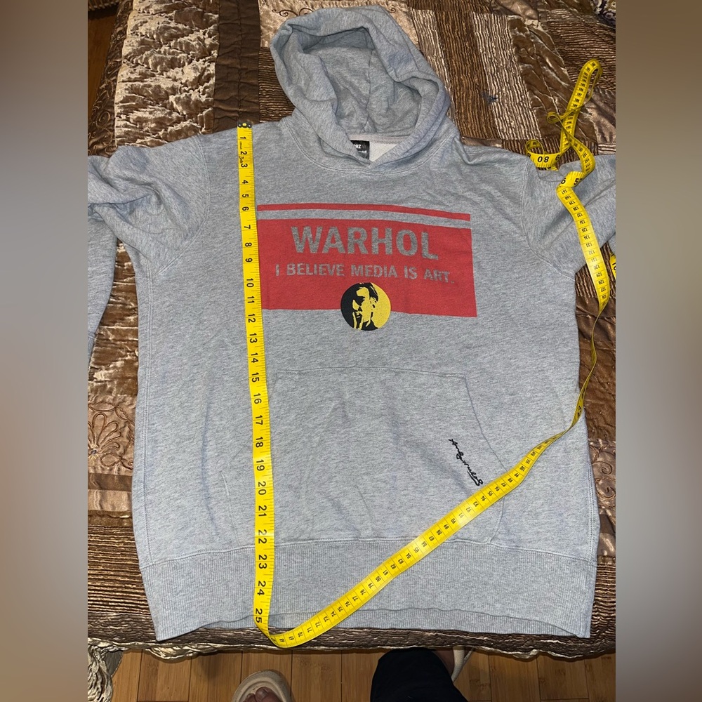 Warhol Graphic Red and Gray Men's Hoodie - Picture 7 of 7